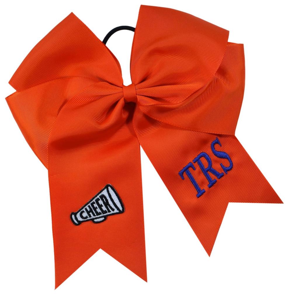 CHEER HAIR BOW EMBROIDERED WITH CUSTOM INITIALS AND MEGAPHONE